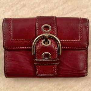 Coach Trifold Wallet in Red Leather